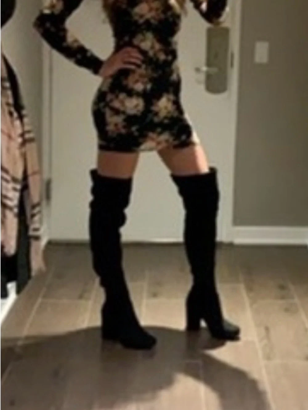 Thigh high black boots